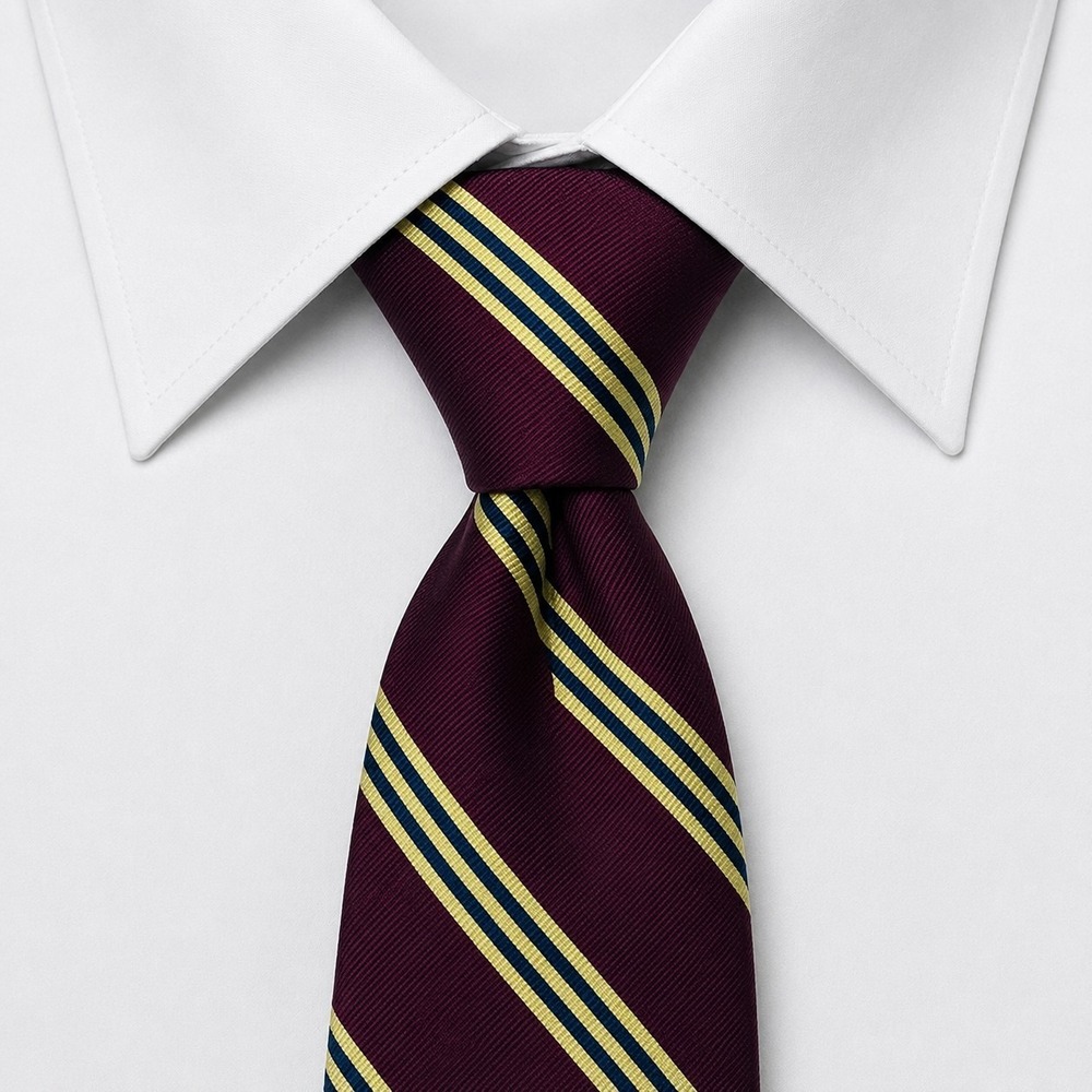 Brooks Brothers 346 Repp Silk Necktie Mens Burgundy Gold Navy Striped